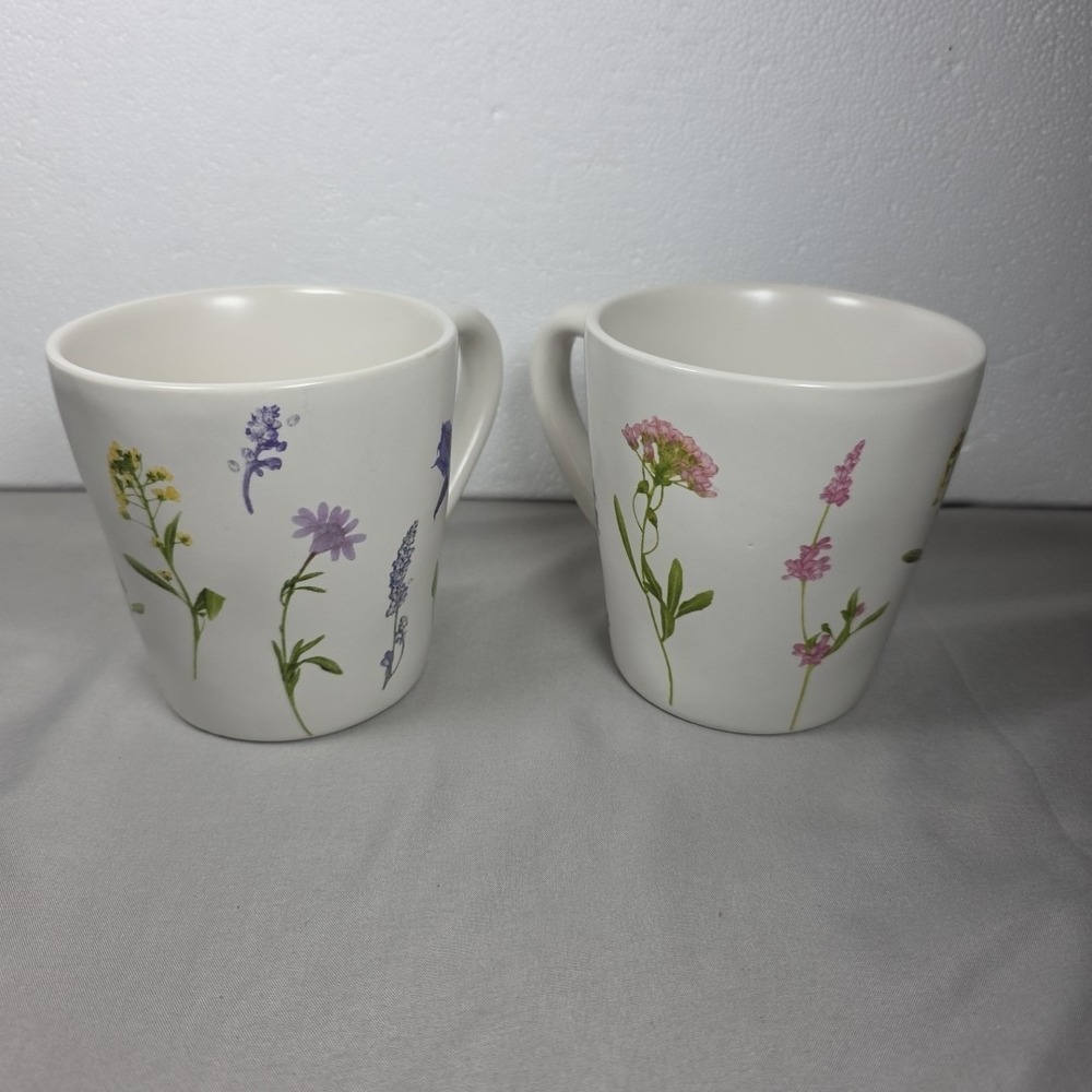 Bee & Willow Charlotte Floral Organic Cottagecore Coffee Mug Set of 2 NEW